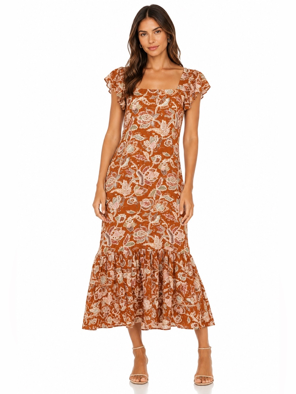 NWT House of Harlow 1960 Rust Floral Maxi Dress